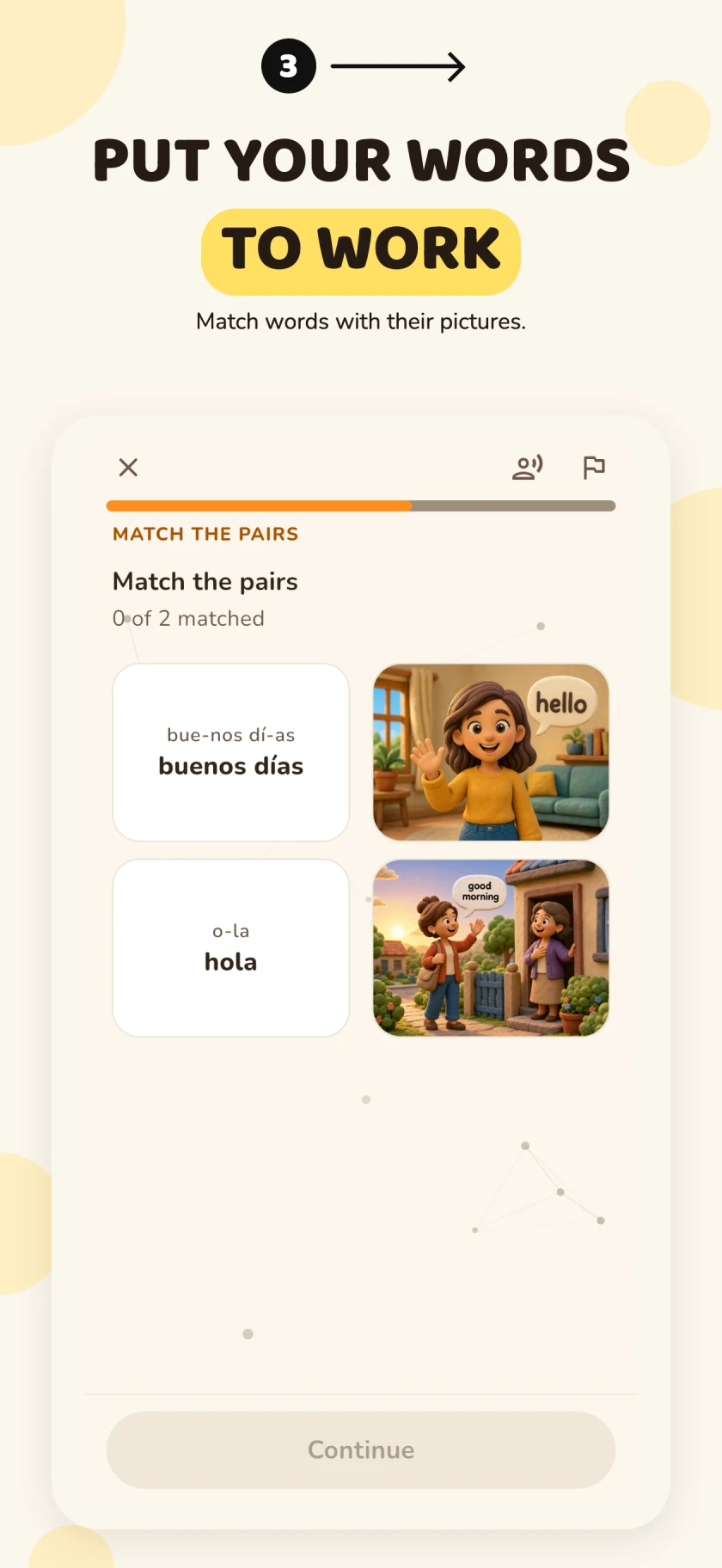 English store listing showing a Spanish word and picture matching exercise