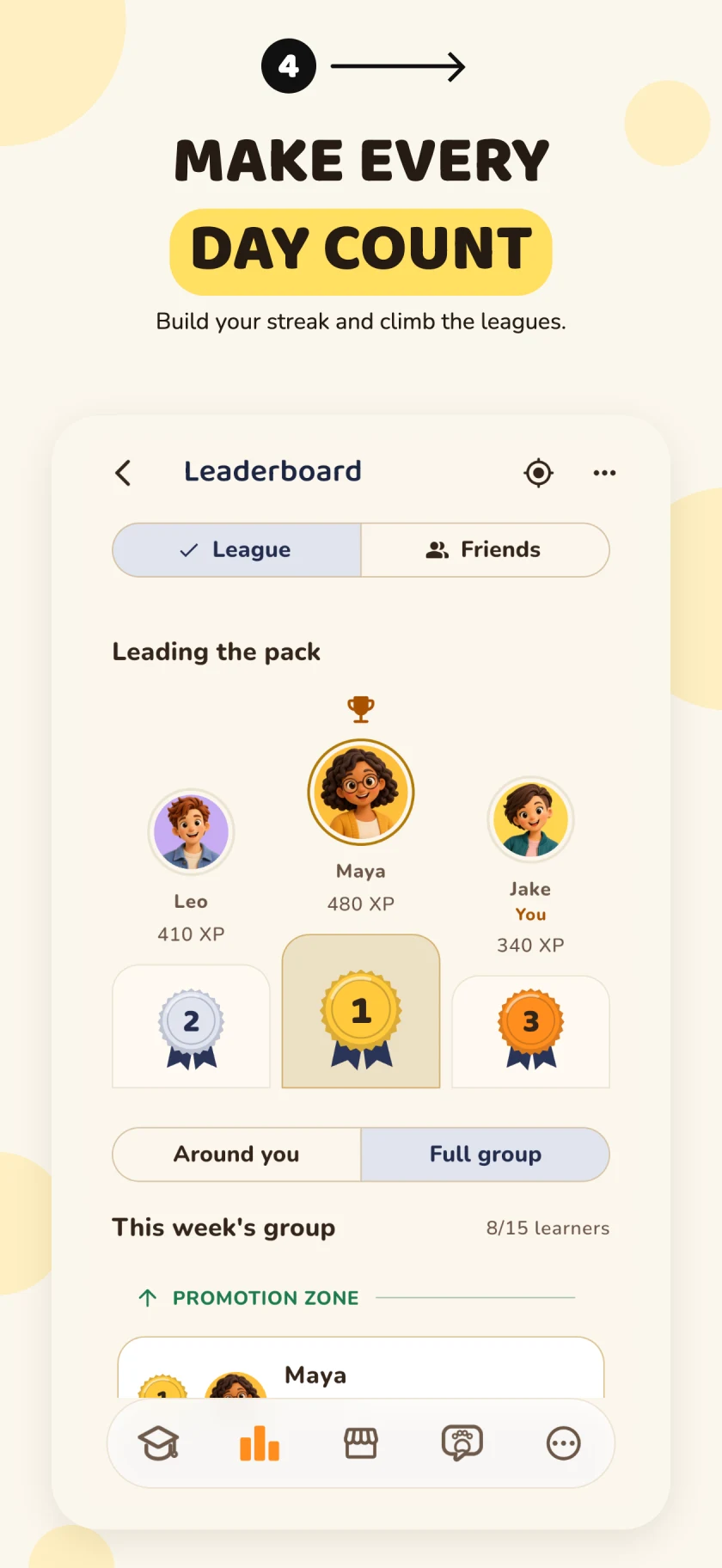 English store listing showing the weekly league leaderboard
