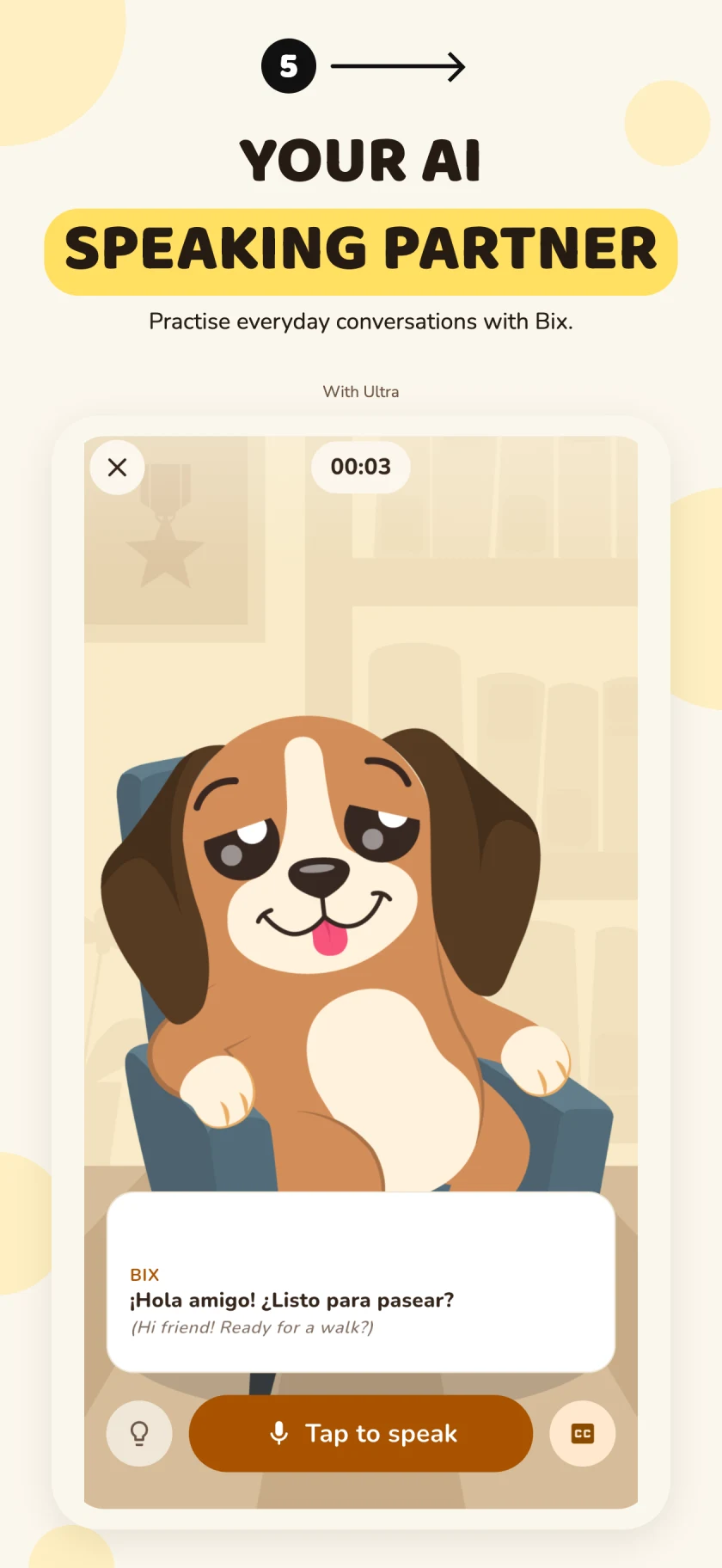 English store listing showing spoken practice with Talk with Bix
